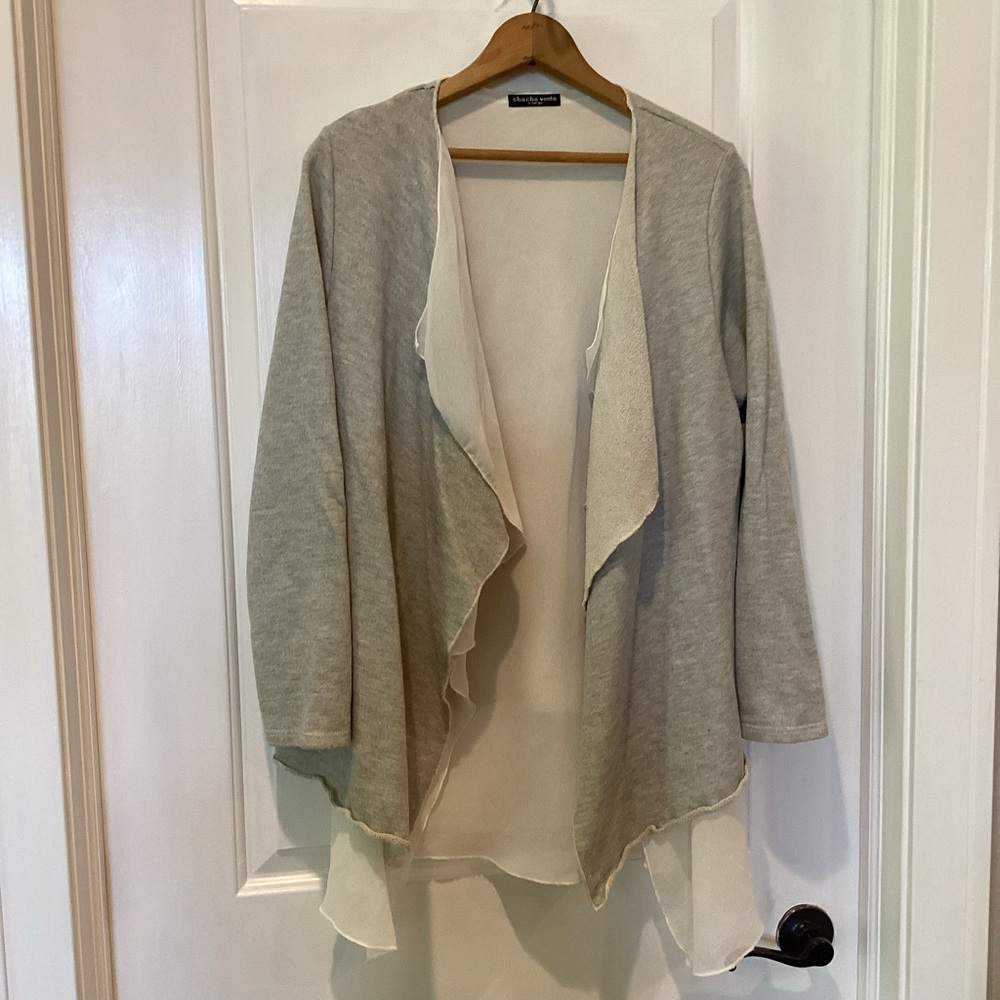 Cha Cha Vente Light Gray Open Front Cardigan